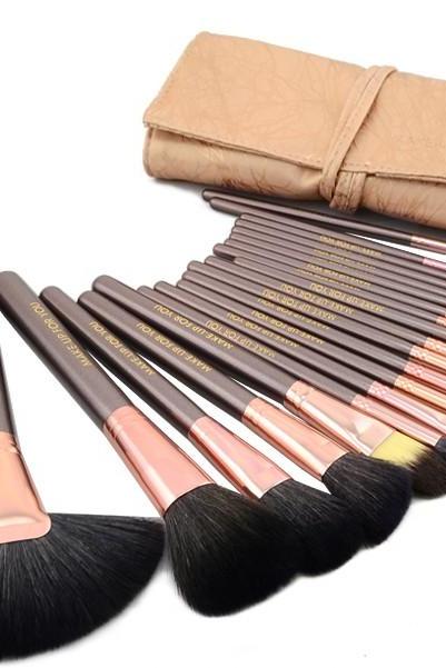 Top Grade Professional Makeup 20 Pcs Brushes Cosmetic Make Up Set With Leather Bag Kit - Champagne A3HVDSWFY12D5ISXXYZ7E L65M61Y7FWB