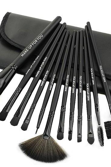 12 Pcs Professioal Makeup Brush Set With Black Leather Case - Black WHVOTYYWRJHYF6IBDMA23 DRX8HXMB5KM