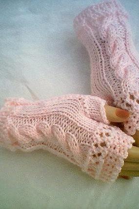 Cable Fingerless Knit Gloves by CarussDesignZ 0069