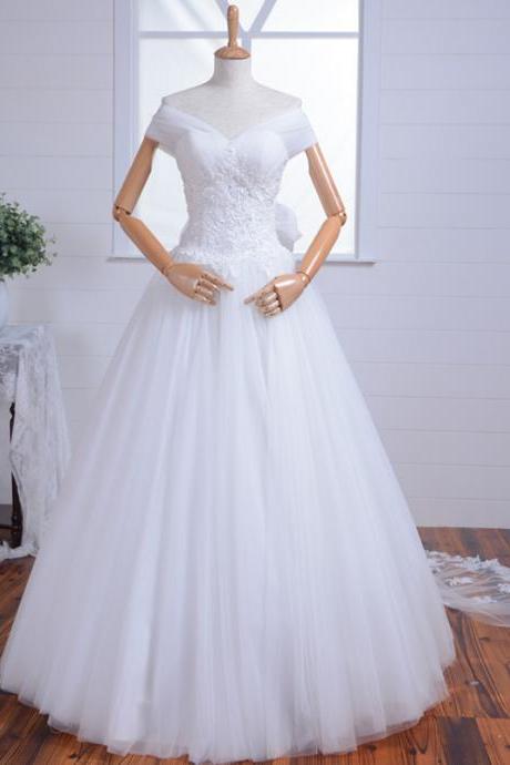 Romantic Wedding Dresses Cap Sleeves Wedding Dress Open Back V-neck Lace Wedding Dress Lace Wedding Dress With Long Trains