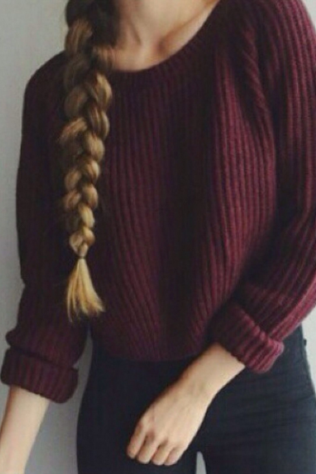 Fashionable Long Sleeve Knit Sweater Oap20vd