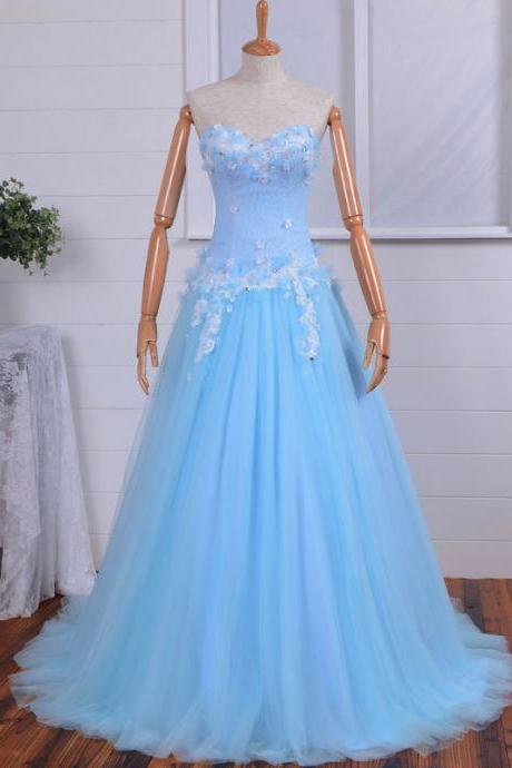 Sky Blue Sweetheart Long Prom Dress Fashion Bridesmaid Dress/New Years Dress Wedding Party/Hot Party Dress Homecoming/Evening Dress