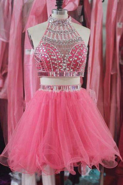 High Quality Style Two Piece Short Prom Dresses Beading Homecoming Dresses Party Dresses Homecoming Dresses Graduation Dresses