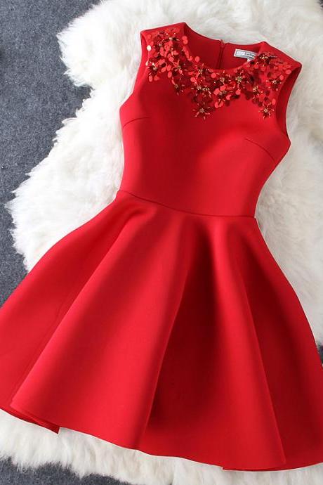 Beaded Dress In Red 