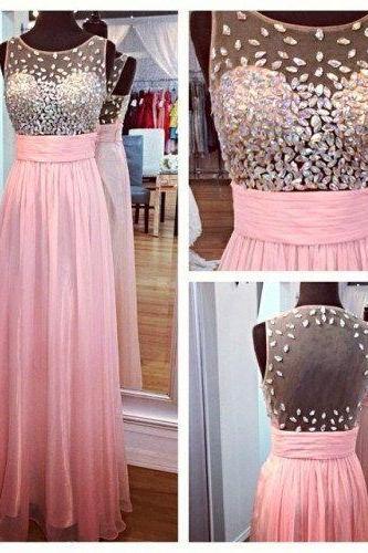 Pretty Light Pink Beadings Prom Gowns Pink Prom Dress 2016 Prom Dresses For Evening Gowns