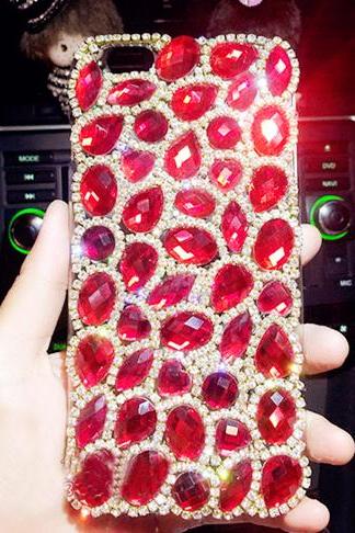 6s Plus 7plus Note4 Red Gem Iphone Case Bling Phone 6 6 Plus 6c Case For Iphone And Samsung Galaxy S6 Mobile Oem Phone Case