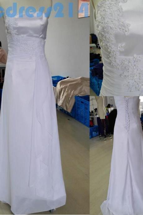 White Beach Wedding Dress 2015,strapless Chiffon Vintage Wedding Dress ,long Formal Wedding Gown, Evening Gown Prom Dress