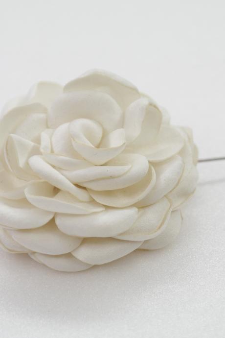 60mm Satin Rose Burned flower Mens Boutonniere/Buttonhole For Wedding,Lapel Pin,Hat Pin,Tie Pin