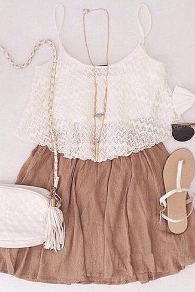Fashion Solid Color Suspenders Dress