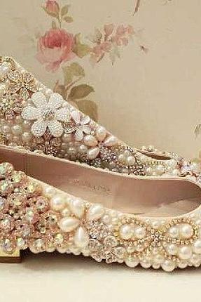 Sparkling rhinestone crystal bridal shoes flat heel women luxury flats crystal wedding shoes Formal occassions Evening Party