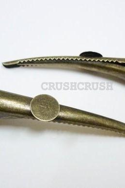  25pcs 55mm Antique Brass ALLIGATOR Hair Clips with pad and teeth C17