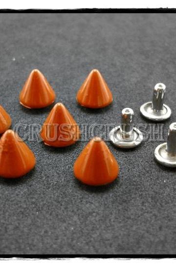  15pcs 8mm Orange Cone SPIKES RIVETS Studs Dog Collar Leather Craft RV895