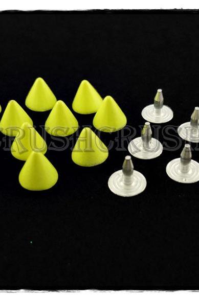  15pcs 8mm Lime Green Cone SPIKES RIVETS Studs Dog Collar Leather Craft RV895