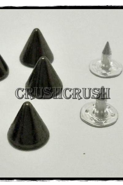  20pcs 6.5mm Gunmetal Cone SPIKES RIVETS Studs Dog Collar Leather Craft RV897