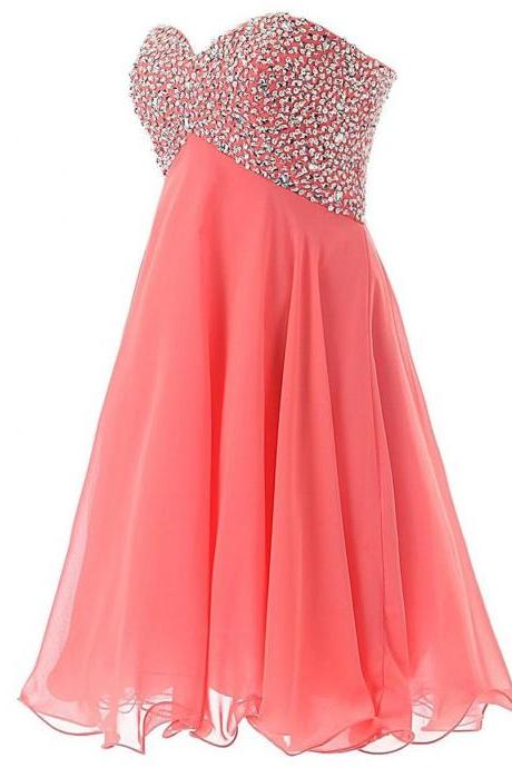 Short Mini Cocktail Dresses Homecoming Dresses Sweetheart Beaded Sequins Lace Up Prom Dresses