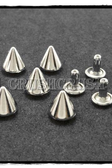  15pcs 10mm Silver Cone SPIKES RIVETS Studs Dog Collar Leather Craft RV898