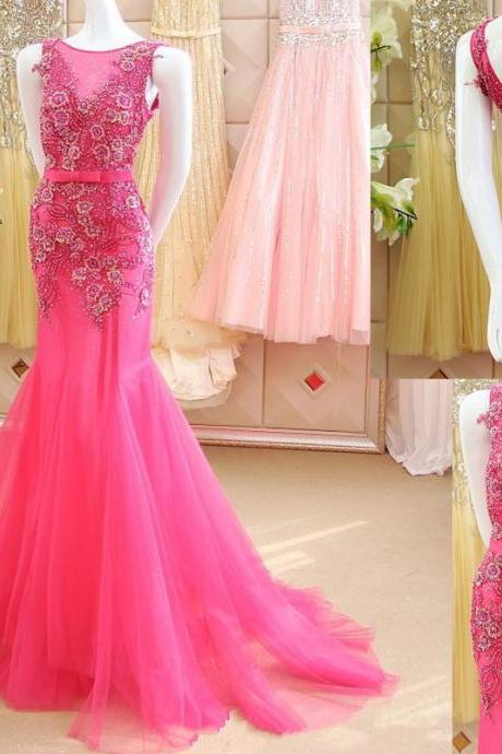 2016 Gorgeous Prom Dress, Mermaid Prom Dress, Luxury Prom Dresses, Flowers Prom Dress ,shiny Prom Dress, Prom Dress ,beaded Prom Dress, Custom