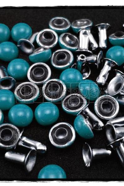  50Set 6mm BlueTurquoise Dome Rivets Leather RV1206