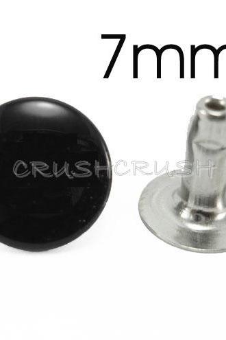  100pcs 7mm BLACK Color Rivets Round Single Cap Jean Buttons RV267