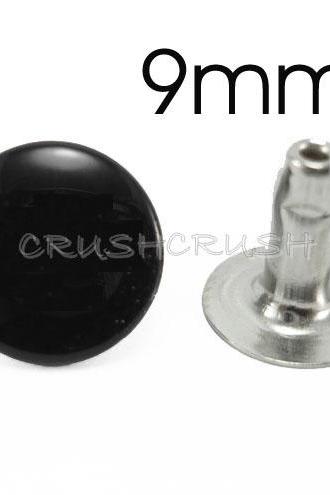  50pcs 23/64' (9mm) BLACK Color Rivets Round Single Cap Jean Buttons RV269