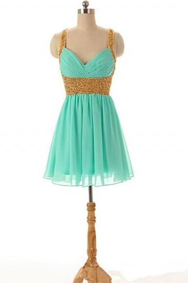 Sweetheart Mini Short Sequin Sexy Turquoise Blue Chiffon Prom Dresses ,2016 Junior Formal Dresses ,short Homecoming Dresses, Wedding Party