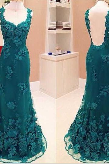 Lace Mermaid Green Evening Dress Hunter Green Evening Dress Long Evening Dress Evening Gowns 2016 Formal Dresses Backless Evening Dress