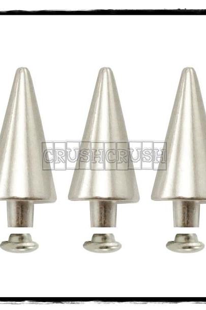  10pcs 14mm Silver Cone SPIKES RIVETS Studs Dog Collar Leather Craft RV894