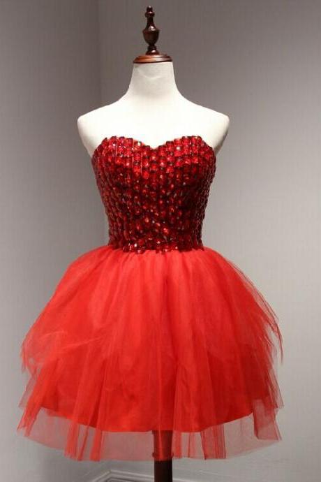 Homecoming Dress Red Short Homecoming Dress Short Prom Dress Tulle Prom Dress Party Prom Dress Junior Prom Dress
