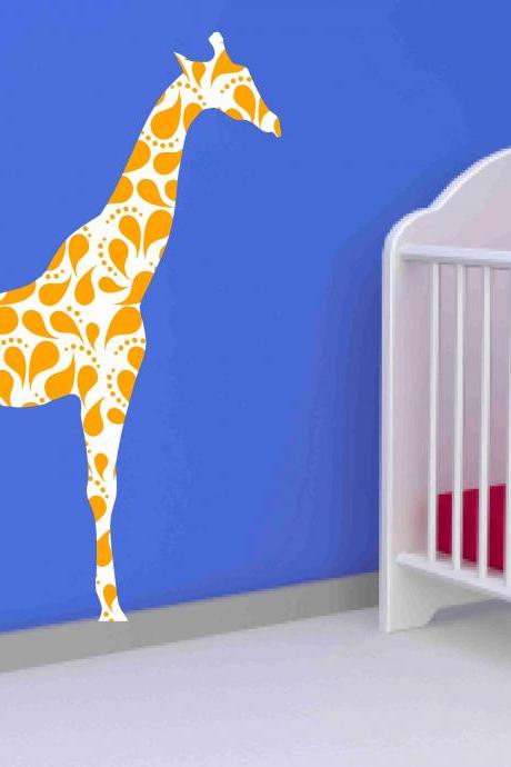 Giraffe Wall Decal with Paisley pattern for Nursery