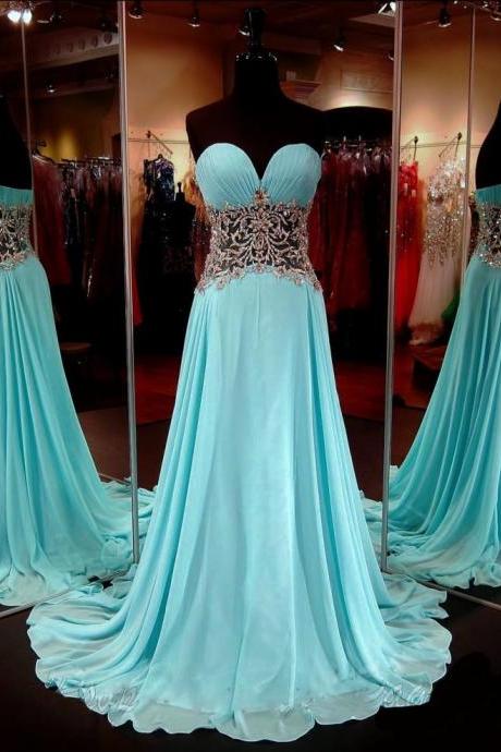 Sexy Sweetheart A Line Waist With Applique Floor Length Chiffon Evening Dress Prom Dresses Party Dresses