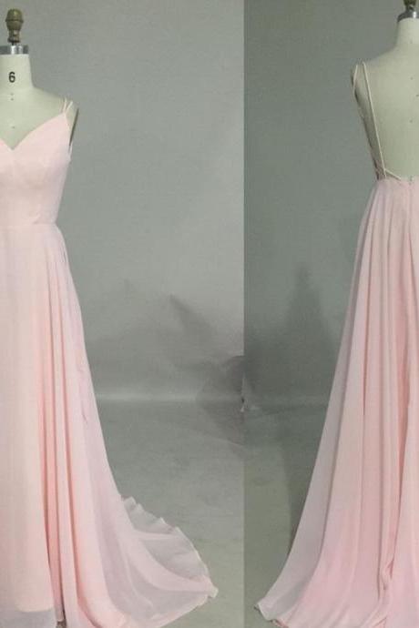 Pretty Pink Sexy Open Back Straps Prom Dresses 2016 Pink Prom Dresses, Formal Dresses Evening Gowns