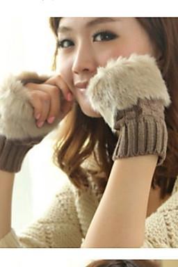 Lady Winter Warm Plaid Short Paragraph Wool Knitted Gloves for 2015 winter