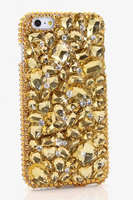 Bling Crystals Phone Case for iPhone 6 / 6s, iPhone 6 / 6s PLUS, iPhone 4, 5, 5S, 5C, Samsung Note 2, Note 3, Note 4, Galaxy S3, S4, S5, S6, S6 Edge, HTC ONE M9 (GOLDEN STONES DESIGN) By LuxAddiction