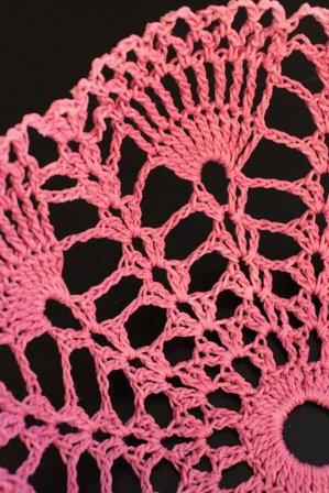Lace Bowl Hot Pink Crochet Lace Doily Basket