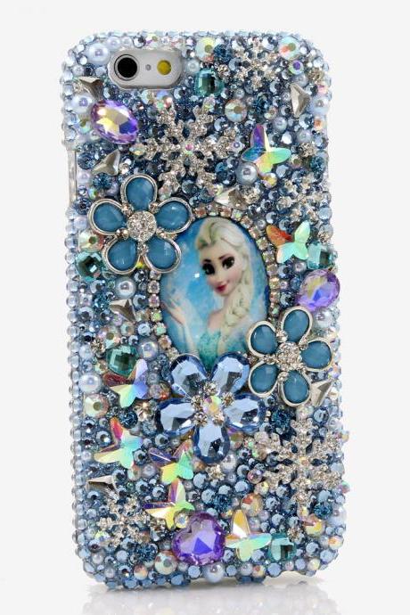 Bling Crystals Phone Case for iPhone 6 / 6s, iPhone 6 / 6s PLUS, iPhone 4, 5, 5S, 5C, Samsung Note 2, Note 3, Note 4, Galaxy S3, S4, S5, S6, S6 Edge, HTC ONE M9 (QUEEN ELSA OF ARENDELLE DESIGN) By LuxAddiction