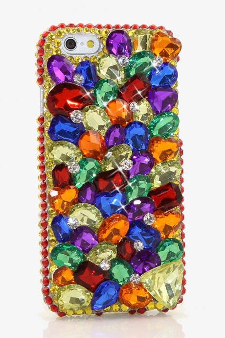 Bling Crystals Phone Case for iPhone 6 / 6s, iPhone 6 / 6s PLUS, iPhone 4, 5, 5S, 5C, Samsung Note 2, Note 3, Note 4, Galaxy S3, S4, S5, S6, S6 Edge, HTC ONE M9 (THE RAINBOW DESIGN) By LuxAddiction