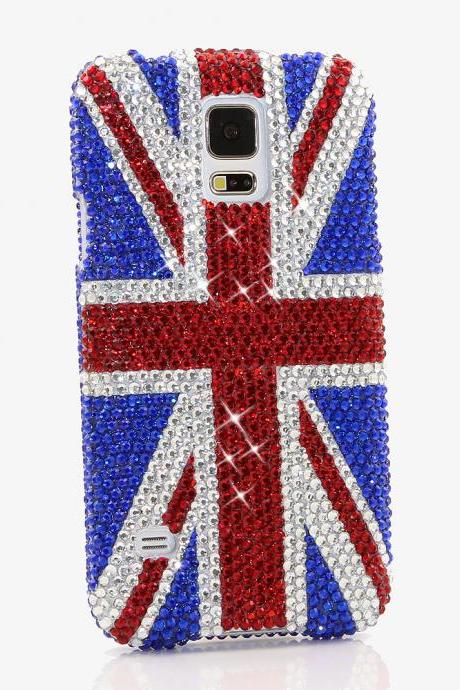 Bling Crystals Phone Case for iPhone 6 / 6s, iPhone 6 / 6s PLUS, iPhone 4, 5, 5S, 5C, Samsung Note 2, Note 3, Note 4, Galaxy S3, S4, S5, S6, S6 Edge, HTC ONE M9 (BRITISH FLAG DESIGN By LuxAddiction