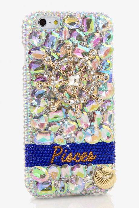 Bling Crystals Phone Case for iPhone 6 / 6s, iPhone 6 / 6s PLUS, iPhone 4, 5, 5S, 5C, Samsung Note 2, Note 3, Note 4, Galaxy S3, S4, S5, S6, S6 Edge, HTC ONE M9 (THE SHIP HELM PERSONALIZED NAME & INITIALS DESIGN) By LuxAddiction