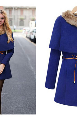 Two Pieces Long Woolen Trench Coat