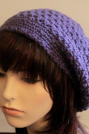 Crochet Slouch Hat Plum Purple Cloche Slouchy Beanie