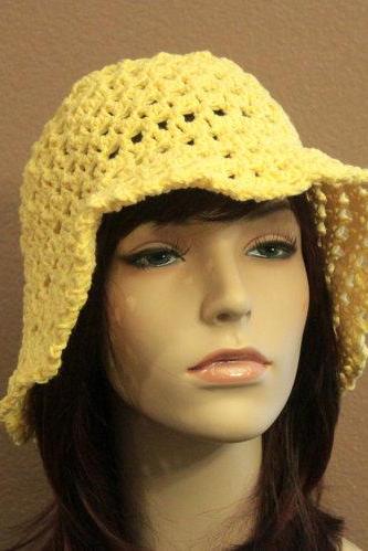 Yellow Crochet Hat Summer Beach Floppy Wide Brim