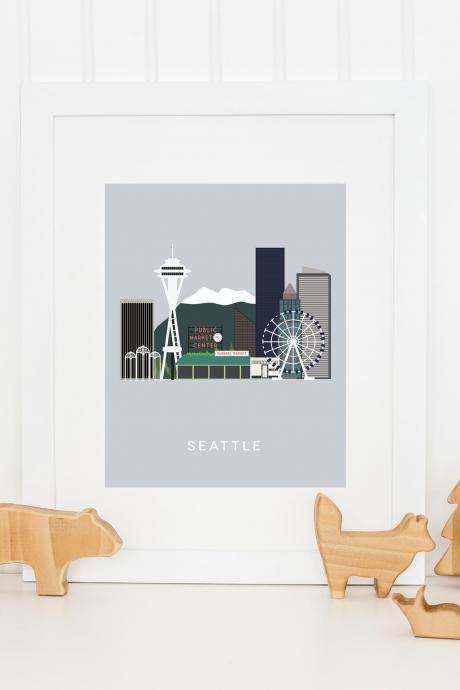 Seattle City Print In Our West Coast Cities Series Wall Art For The Home