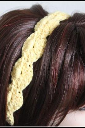 Women's Crochet Headband Yellow Hair Tie