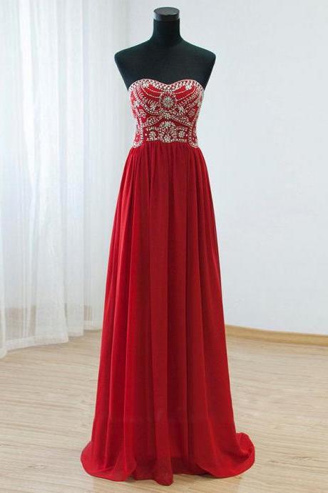 Gorgeous Red Prom Dress, Elegant Prom Dress, Long Prom Dresses, Cheap Prom Dress, Chiffon Prom Dresses, Sparkly Prom Gowns, Formal Evening Gowns, Real Photo Dress