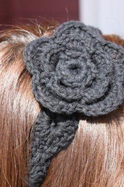 Black Headband with Flower Crochet Hair Tie