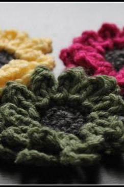 Crochet Flower Brooch Set of 3