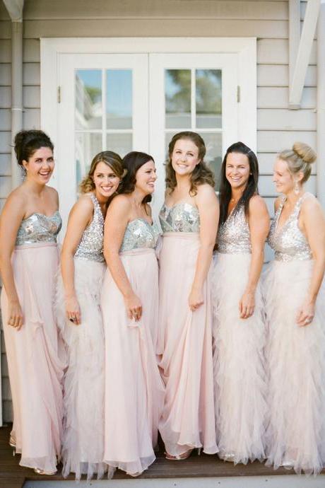 Sparkle Bridesmaid Dress On Luulla Long Bridesmaid Dress Sparkle Pink Mismatched