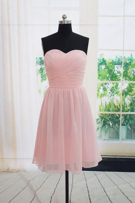 Charming Handmade Short Simple Pink Bridesmaid Dresses, Pink Bridesmaid Dreses, Simple Prom Dresses, Wedding Party Dresses