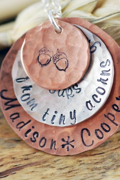 Hand Stamped Necklace . Personalized Jewelry . Personalized Stamped Necklace . Childrens Name Necklace . Mixed Metal Necklace . Gift For Mom