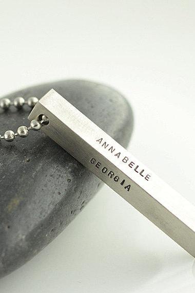 Personalized Fathers Day Gift For Him, Hand Stamped Pendant Necklace,gift For Him, Mens Jewelry